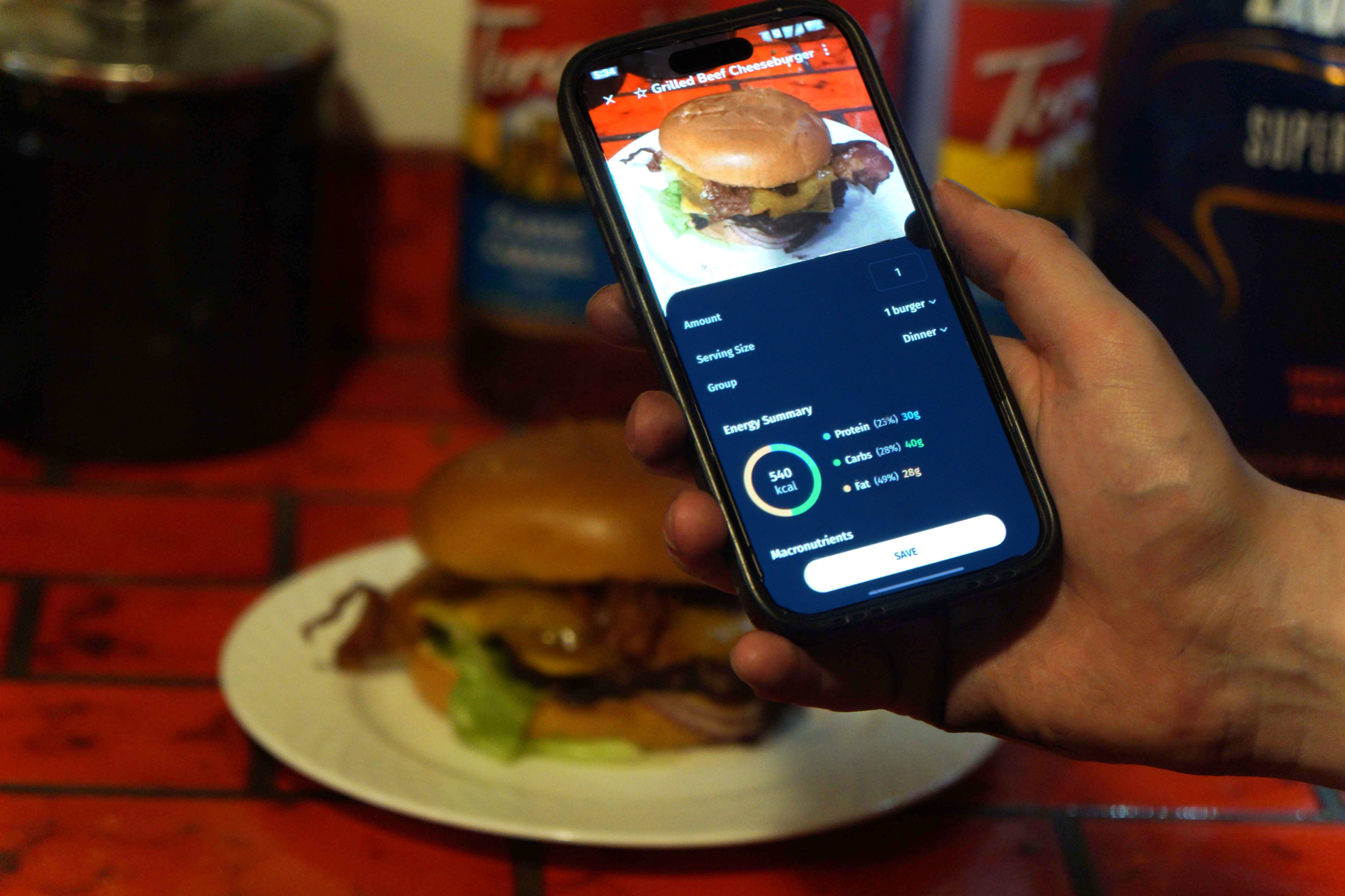 Nutrition analysis of a burger